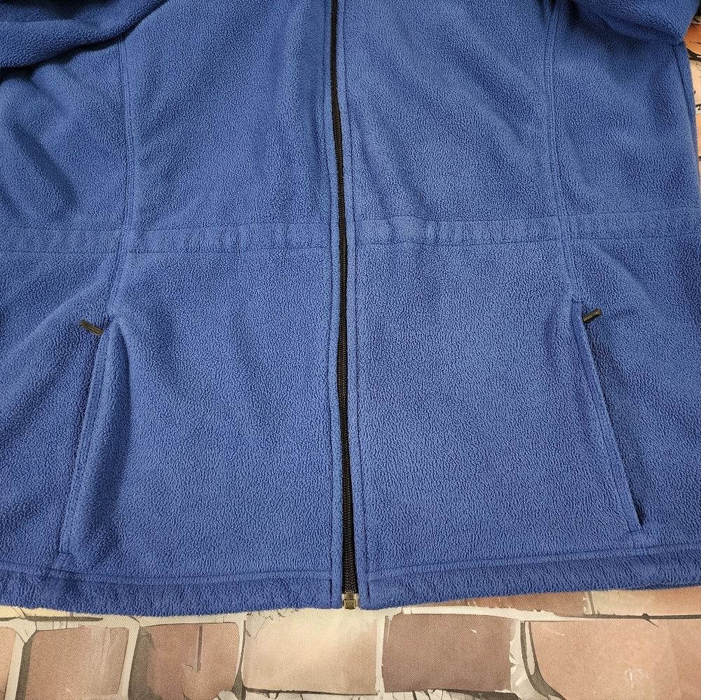 Land's End Hooded Fleece Coat Jacket Plus Women's XL 18-20 Blue Black - Picture 4 of 14